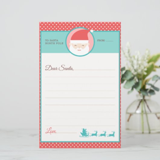 かわいい水玉模様レターへサンタ 便箋 (スタンド正面)