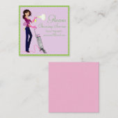 かわいい水玉模様清掃サービスレディ スクエア名刺 (正面/裏面)