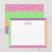 かわいい水玉模様&パステルフレームガーリー文房具 ノートカード (正面/裏面)