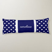 かわいい水玉模様、海軍及び白いは、あなたの名前を加えます ボディピロー (裏面)