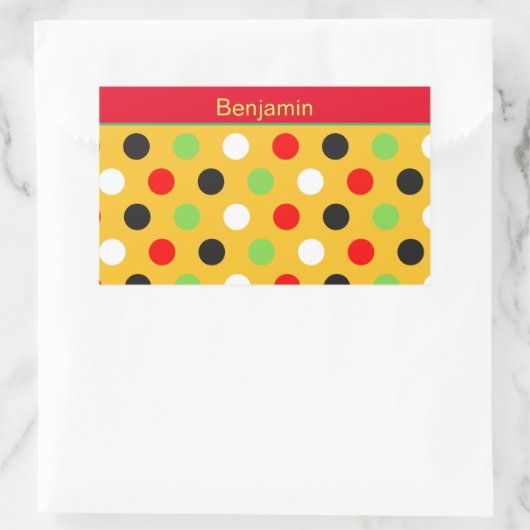 かわいい水玉模様 長方形シール (バッグ)