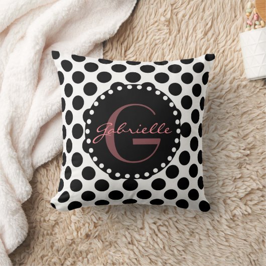 かわいい水玉模様wの名前、黒及び白はとの上がりました クッション (ブランケット)