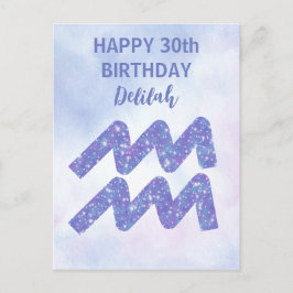 かわいい水瓶座の誕生日ギフト お名前入りのカスタムバースデーカード ポストカード