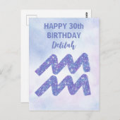 かわいい水瓶座の誕生日ギフト お名前入りのカスタムバースデーカード ポストカード (正面/裏面)