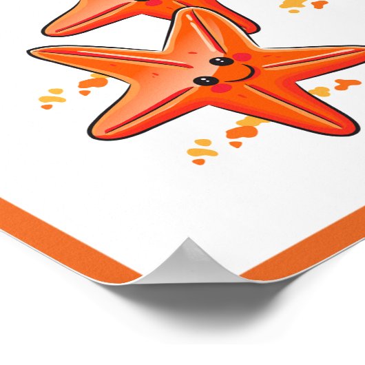 かわいい水生のヒトデのカスタム子供部屋ポスター ポスター (角)