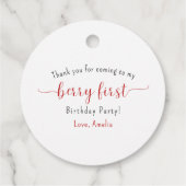 かわいい水色いちごベリー最初の誕生日 フェイバータグ (裏面)