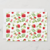 かわいい水色いちごベリー最初の誕生日 招待状 (裏面)