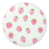 かわいい水色いちご柄 セラミックノブ (正面)