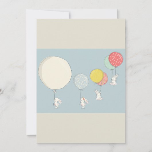 かわいい水色うさぎ赤ちゃんシャワー 招待状 (裏面)