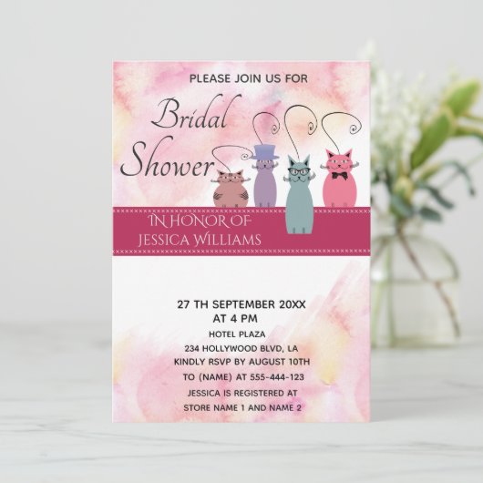 かわいい水色おもしろいのカラフル 招待状 (スタンド正面)