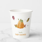 かわいい水色かぼちゃの秋パーティー紙ナプキン 紙コップ (正面)