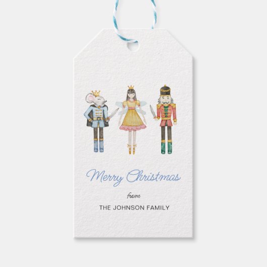 かわいい水色くるみ割りクリスマスギフトタグ ギフトタグ (正面)