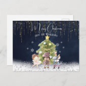 かわいい水色くるみ割りクリスマス シーズンポストカード (正面/裏面)