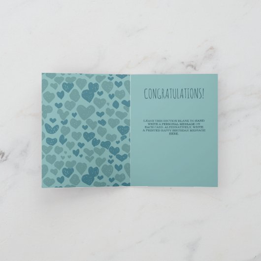 かわいい水色のかわいいコアラ折り誕生日 カード (内部)