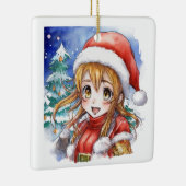 かわいい水色のアニメガールクリスマスパーソナライズされた セラミックオーナメント (右)