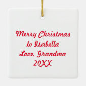 かわいい水色のアニメガールクリスマスパーソナライズされた セラミックオーナメント (裏面)