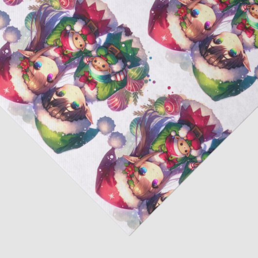 かわいい水色のアニメ小妖精や小人クリスマス 薄葉紙 (詳細)