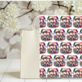 かわいい水色のアニメ小妖精や小人クリスマス 薄葉紙