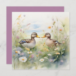 かわいい水色のアヒルがビーク空白の カード