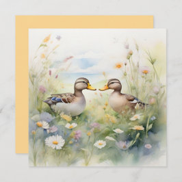 かわいい水色のアヒルがビーク空白の カード