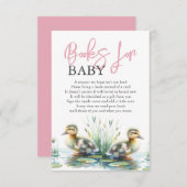 かわいい水色のアヒルが女児用の本 招待状 (正面/裏面)