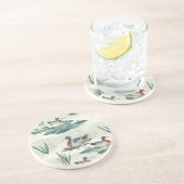 かわいい水色のアヒルのパターン コースター (側面)