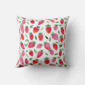 かわいい水色のイチゴのパターン クッション (裏面)