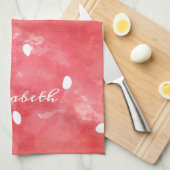 かわいい水色のイチゴ キッチンタオル (四つ折り)