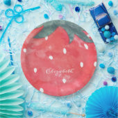 かわいい水色のイチゴ ペーパープレート (パーティー)