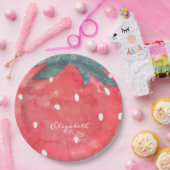 かわいい水色のイチゴ ペーパープレート (パーティー)