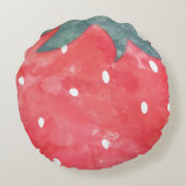 かわいい水色のイチゴ ラウンドクッション (裏面)