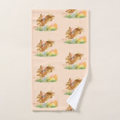 かわいい水色のイースターウサギ バスタオルセット (ハンドタオル)