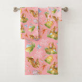 かわいい水色のウサギと復活祭の要素 バスタオルセット (インサイチュ)