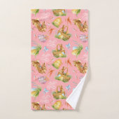 かわいい水色のウサギと復活祭の要素 バスタオルセット (ハンドタオル)