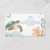 かわいい水色のウミガメの本ベビー エンクロージャーカード (正面)
