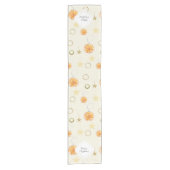 かわいい水色のオレンジと星をベージュ ショートテーブルランナー (正面)