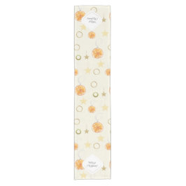 かわいい水色のオレンジと星をベージュ ショートテーブルランナー