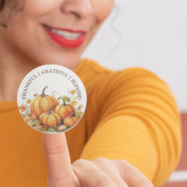 かわいい水色のカボチャ感謝賛美心 ラウンドシール