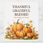 かわいい水色のカボチャ感謝賛美心 ワインラベル (シングルラベル)