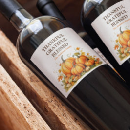 かわいい水色のカボチャ感謝賛美心 ワインラベル