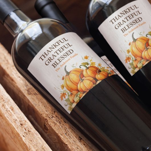 かわいい水色のカボチャ感謝賛美心 ワインラベル