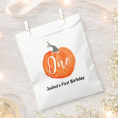 かわいい水色のカボチャ最初の誕生日 フェイバーバッグ (クリップ留めされた状態)