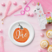 かわいい水色のカボチャ最初の誕生日 ペーパープレート (パーティー)