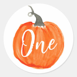 かわいい水色のカボチャ最初の誕生日 ラウンドシール
