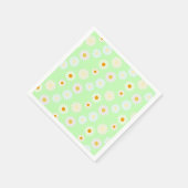 かわいい水色のカラフルデイジーパターングリーン スタンダードカクテルナプキン (角)
