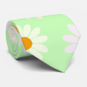 かわいい水色のカラフルデイジーパターングリーン ネクタイ (ロール)