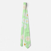 かわいい水色のカラフルデイジーパターングリーン ネクタイ (裏面)