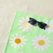 かわいい水色のカラフルデイジーパターングリーン ビーチタオル (インサイチュ)