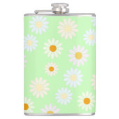 かわいい水色のカラフルデイジーパターングリーン フラスク (正面)