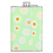 かわいい水色のカラフルデイジーパターングリーン フラスク (裏面)